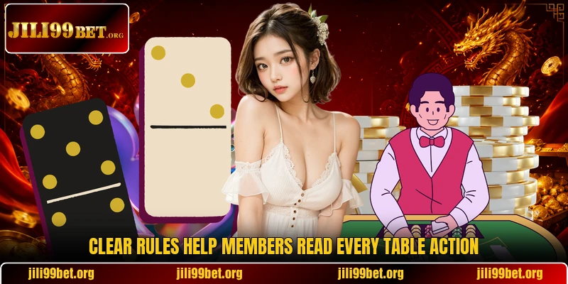Clear rules help members read every table action Clear rules help members read every table action