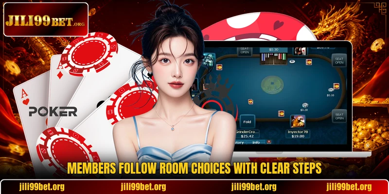 Members follow room choices with clear steps Members follow room choices with clear steps