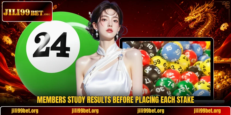 Members study results before placing each stake